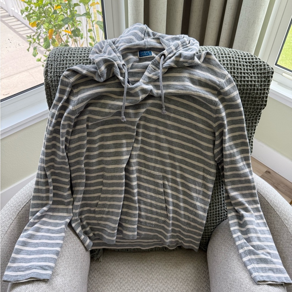J. Crew Gray Striped Knit Sweater